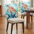 thumbnail image 4 of Sea Turtle Chair Covers Set of 1 Teal Watercolor Starfish Coral Coastal Ocean Chair Back Covers Stretch Removable Washable Slipcovers Protector for Dining Room Kitchen Party Decor, 4 of 9