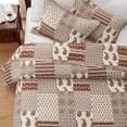 thumbnail image 4 of 3-Piece Full/Queen Size Quilt Set - Brown Paisley Bedspread Coverlet with 2 Pillow Shams, Microfiber, 4 of 8
