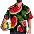 thumbnail image 4 of Watermelon Men's Hawaiian Button Down Printed Short Sleeve Summer Beach Shirts, 4 of 6