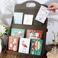 thumbnail image 3 of Exhibidor de tarjetas de felicitación de 3 niveles, organizador de postales de madera, porta folletos multiusos, color gris claro., 3 of 6