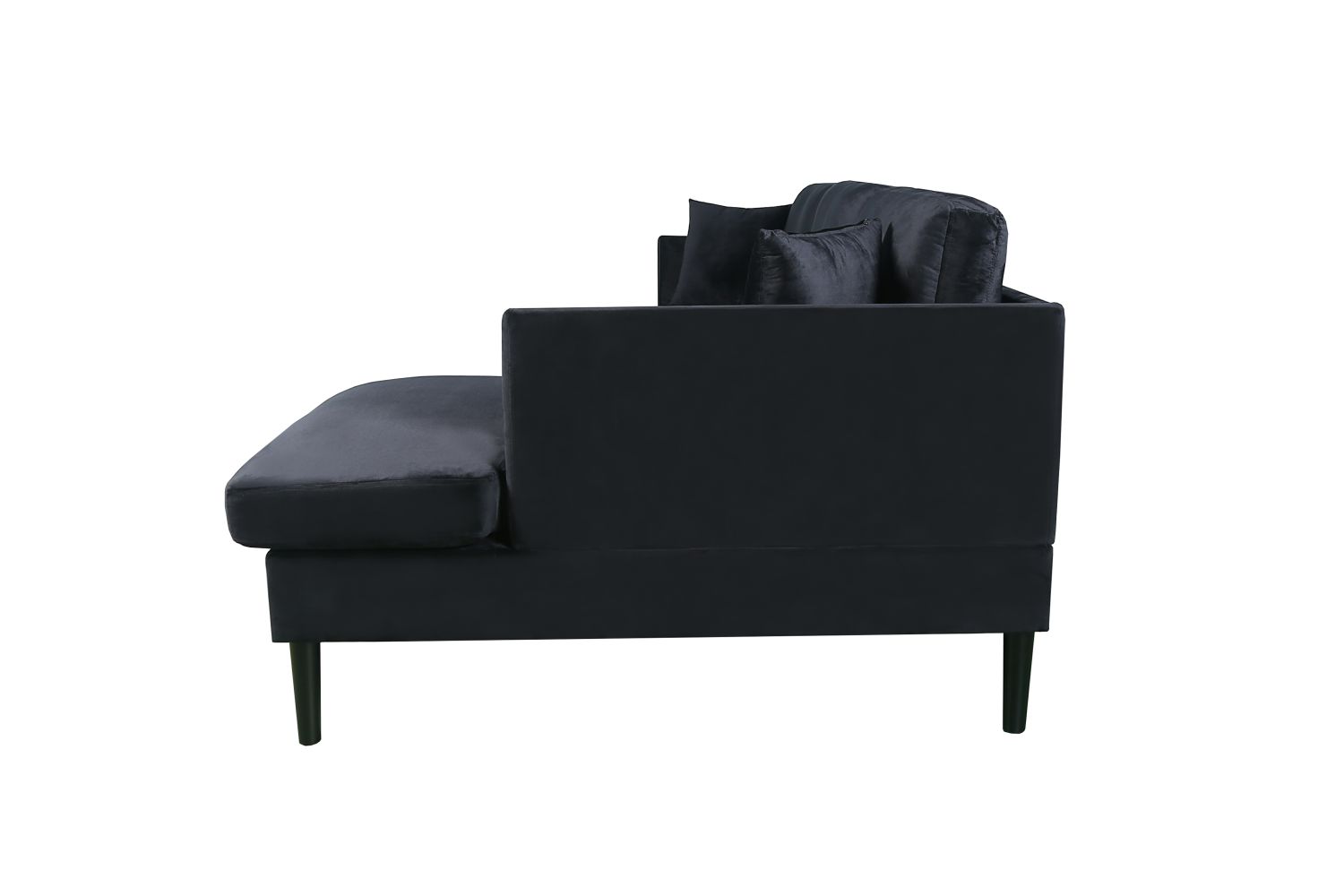 L-shape Sectional Sofa Velvet Right Hand Facing with Solid Wood Legs and Removable and Washable Seat Cover，Black - image 5 of 7