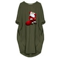 thumbnail image 3 of BLTIBY Christmas Sweatshirt Dress for Women Oversized Xmas Printed Fall Winter Round Neck Dresses Soft Casual Long Sleeve Fashion Pullover Outfits with Pockets 2024 Trendy Army Green 5XL, 3 of 5