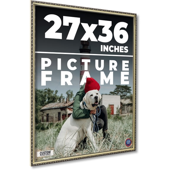 27x36 Frame Silver Solid Wood Picture Frame Width 1.125 Inches | Interior Frame Depth 0.375 Inches