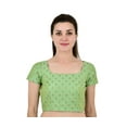 thumbnail image 1 of Sonakshi Fashion Pista Green Women's Jacquard Readymade Partywear Indian Ethnic Saree Blouse Choli Top Short Sleeve, 1 of 5