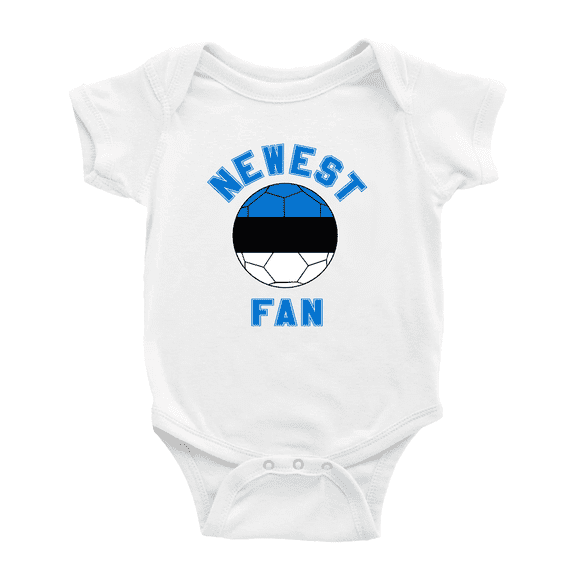 Newest Estonia National Soccer Team Fan Cute Baby Romper (White, 0-3 Months)