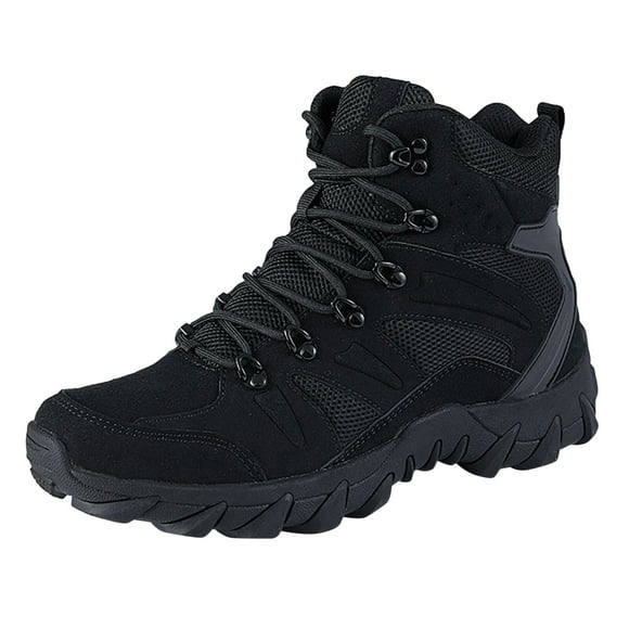 PEASKJP Men's Soft Boots Winter Shoes Slip On Ankle Booties Anti-Slip Waterproof Fully Lined Outdoor Sneakers,Black 39