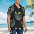 thumbnail image 3 of Gukieu Faces Of The Cat Print Men's Short-sleeved Shirts, Button-down Lapel Hawaiian Shirts, T-shirts, Beach Vacation Summer Casual Wear,Large, 3 of 7