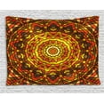 thumbnail image 1 of Celtic Decor Tapestry, Circular Round Celtic with Spiral Turning Lines in Contrast Victorian Decor, Wall Hanging for Bedroom Living Room Dorm Decor, 80W X 60L Inches, Red Yellow, by Ambesonne, 1 of 2