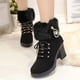 thumbnail image 4 of Zapatos de mujer Punta redonda Color sólido Cordones Cremallera lateral Moda Tacones altos Invierno Felpa Botines cálidos Wmkox8yii  hfjk1491, 4 of 5