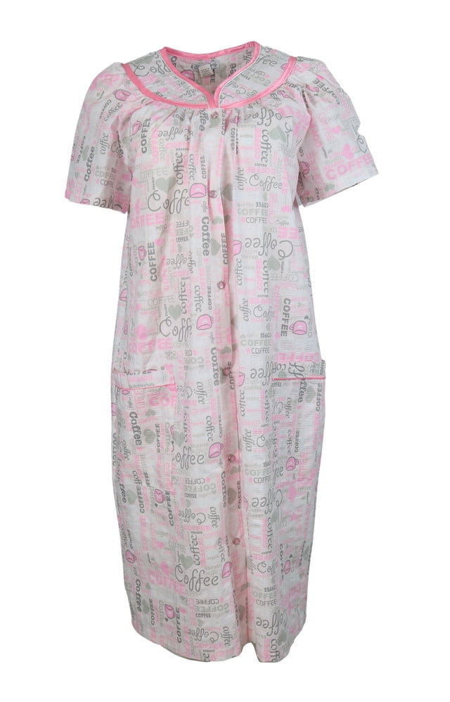 Elegant Emily Women's SnapFront Duster Robe With Pockets Pink Coffee