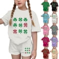 thumbnail image 7 of LckLvx Girls Boys St Patricks Outfit Cute Shamrock Graphic Short Sleeve T-Shirt and Shorts Kids Casual 2 Piece Outfit, 7 of 7