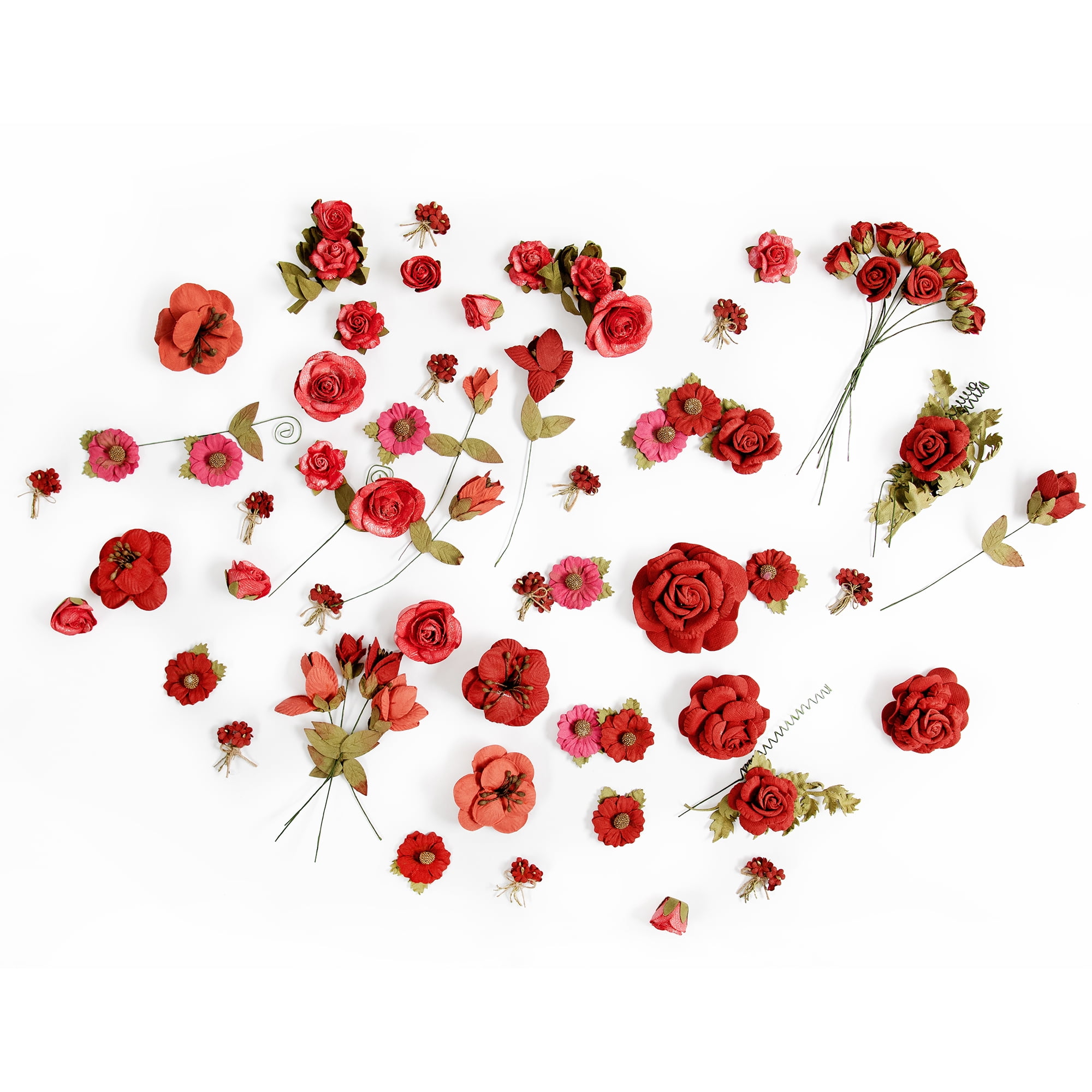 Little Birdie Red Paper Flowers Assortment, 78ct – DIY Craft Embellishments & Scrapbook Florals