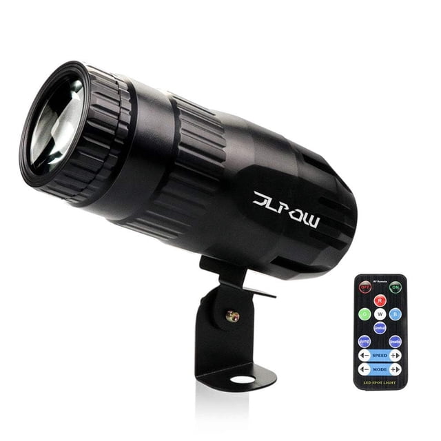 Pinspot Light with Remote, JLPOW Super Bright Mirror Ball Spotlight, Mini 15W RGBW LED Beam Spot lights Stage Effect Lighting, Best for DJ