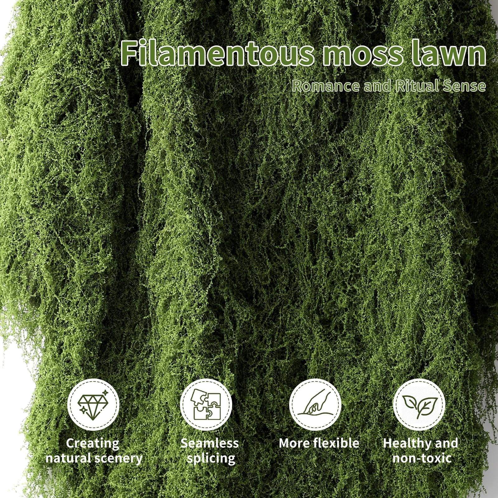 Preserved Moss Roll - Artificial Green Moss for Floral Arrangements, Model Railroads, and Woodland Party Decorations(Light Green)