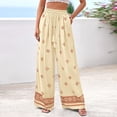thumbnail image 6 of Women Plus Size Pants Wide Leg Palazzo 2026 Summer Boho Trousers Spring Flowy Beach Vacation Wear, #02 Yellow, M, 6 of 6