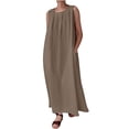 thumbnail image 2 of Robes Grande Taille pour Femmes Mode Été Grande Taille Robe Sans Manches à Col Rond Unie Robe de Soirée Élégante Élégante en Liquidation, 2 of 6