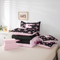 thumbnail image 5 of Feelyou Pink Initial E Letter Twin Bedding Sets 7-Piece, Princess Cartoon Ribbon Bedding Comforter Set, Fashion Buffalo Bowknot Reversible Sheet Sets, Luxury Bedroom Decor, 5 of 7