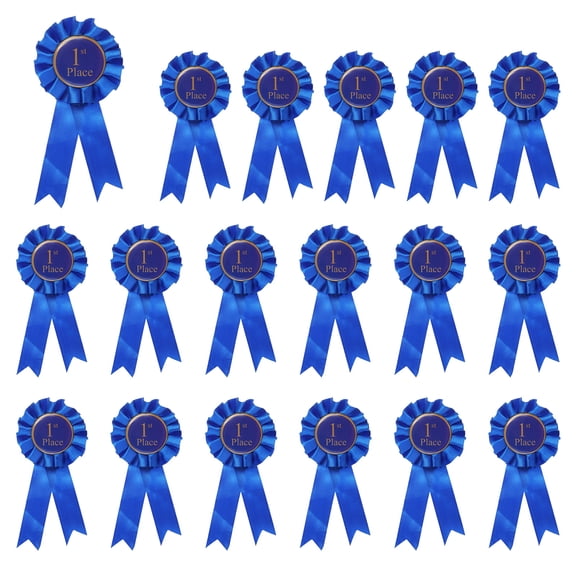 Uxcell 18 Pcs Award Ribbons, 1st Place Winner Recognition Ribbon Participation Medal Ribbons for Competitions, Blue