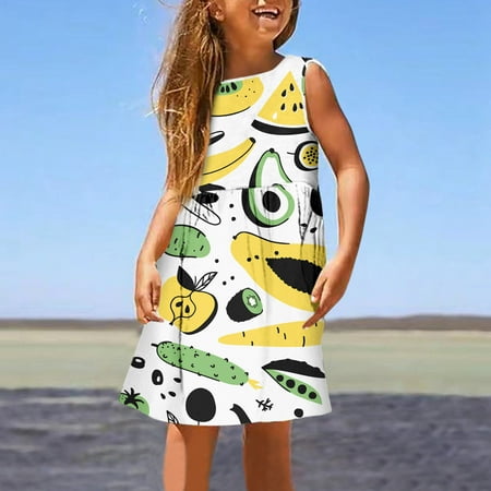 

pop seller Summer Trend Casual Digital Printed Dress Children s Strapping Princess Dress