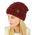 thumbnail image 3 of C.C Women's Chenille Oversized Baggy Soft Warm Thick Knit Beanie Cap Hat-Burgundy, 3 of 4