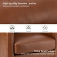 thumbnail image 3 of Swivel Genuine Leather Accent Chair Set of 2 Wooden Upholstery Home Theater Armchair Metal Base Living Room Brown, 3 of 8