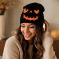 thumbnail image 5 of 22IN Halloween Pumpkin Knit Hat, Jack‑O‑Lantern Skull Cap, Warm Fall Winter Costume Accessory for Men Women Halloween Party &Daily Wear,J, 5 of 6