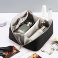 thumbnail image 4 of Large Capacity Travel Makeup Bag Waterproof PU Leather Cosmetic Bags for Women Portable Cosmetic Travel Bag With Handle and Divider Flat Makeup Bag Organizer, 4 of 6