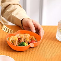 Honeeladyy Apple Shaped Dinner Plates for Kitchen or Picnic, Resuable Unbreakable Plastic Serving Tray Platter Cute Dinner Plate for Snack, Dessert, Fruit, Salad, 3.34x3.15x0.59in (Orange)