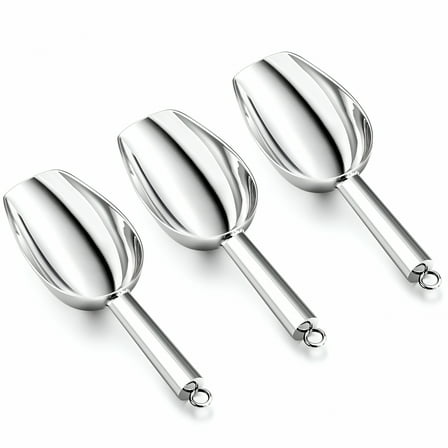 ACDANC Mini Ice Scoop Set of 3,Stainless Steel 3 Ounce Metal Utility Scooper for Food