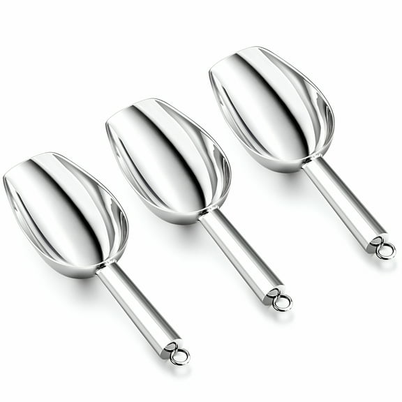 ACDANC Mini Ice Scoop Set of 3,Stainless Steel 3 Ounce Metal Utility Scooper for Food