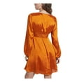 thumbnail image 2 of GUESS Womens Orange Long Sleeve Short Fit + Flare Party Dress L, 2 of 4