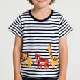 thumbnail image 3 of Toddler Tshirt Short Sleeve Crewneck Striped T-Shirts Cartoon Embroidered Top Casual Summer Tops 3-4 Years Boy Clothes, 3 of 5