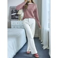 thumbnail image 4 of Women Sweaters Casual Long Sleeve Crewneck Cable Knit Oversized Crochet Sweater Pullover Tops Dark Pink S, 4 of 8
