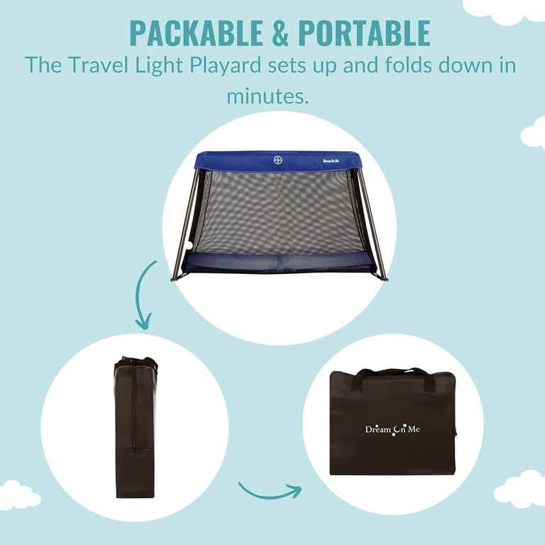 Dream On Me Travel Light Playard with Mesh Zipper Door Black