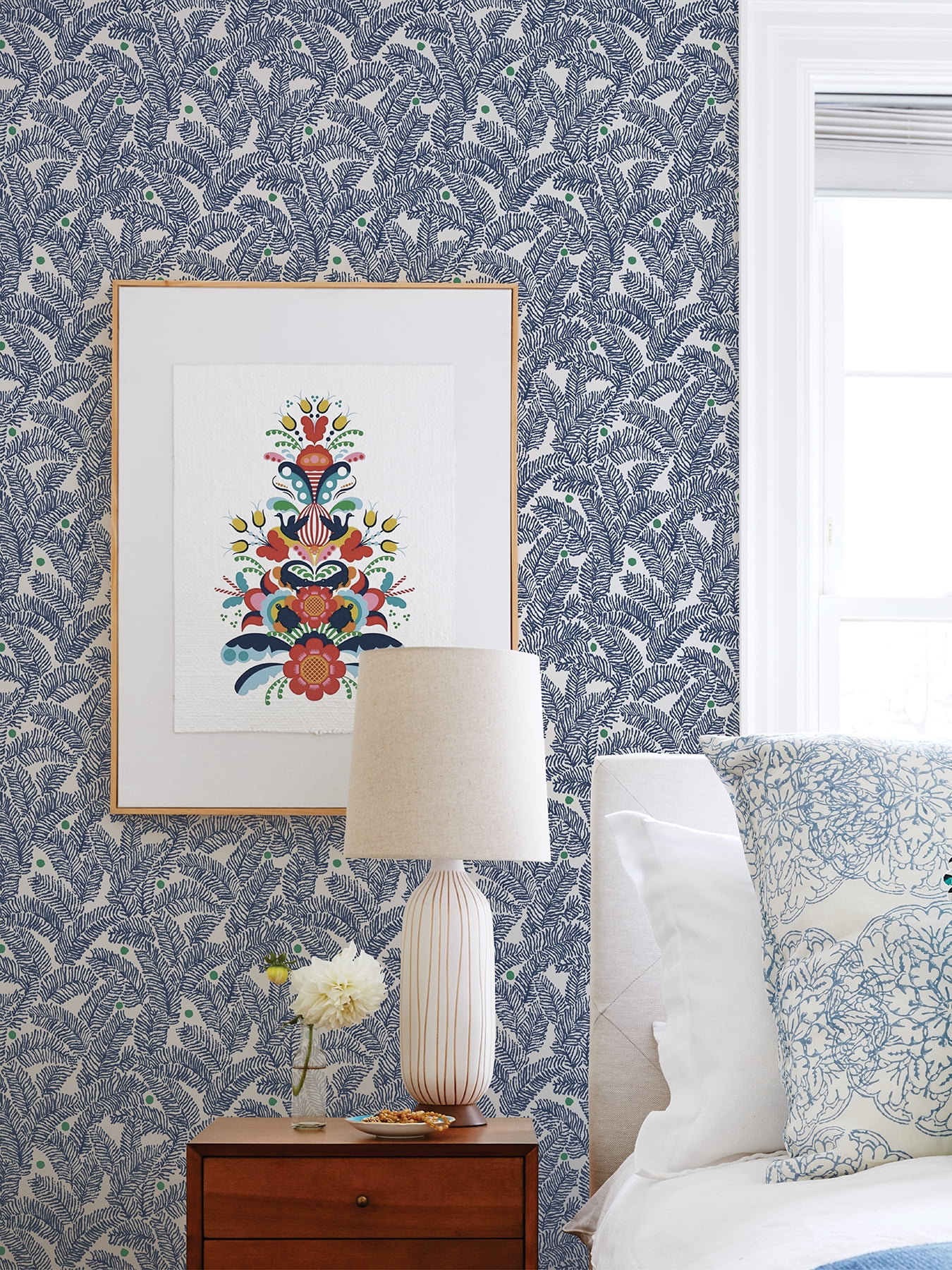 Nuwallpaper Navy Fernanda Peel & Stick Wallpaper