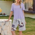 thumbnail image 2 of Conjunto de Pantalones Cortos Para Mujer, Cuello Redondo, Color Sólido, Manga Corta, Traje Estampado, Conjunto de Top Informal, Pijama de Chándal Odeerbi ODB159032, 2 of 4