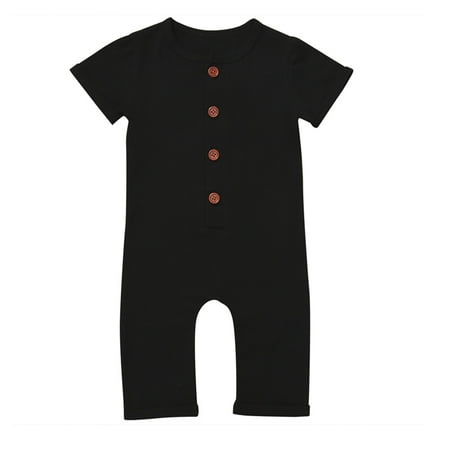 

Unisex Babys Short Sleeve Button Down Romper Jumpsuit Pant Outfits