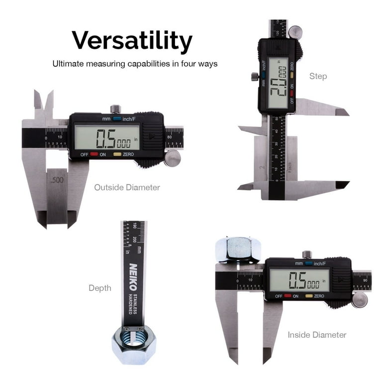 NEIKO 8” Digital Caliper | Large Display | 0-8 Inches | Inch