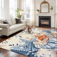 thumbnail image 3 of Ocean Starfish Washable Living Room Rugs 6'x9', Watercolor Eucalyptus Leaves Shell Retro Low Pile Throw Large Area Rug Non-Slip Sturdy Edge Binding Carpet for Dining Room Kitchen Office, 3 of 9
