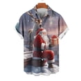 thumbnail image 2 of Mens Manga Corta Botón Abajo Camisas, Cuello de Vuelta Navidad Impresa Blusa, Top de Moda Casual, 2 of 4