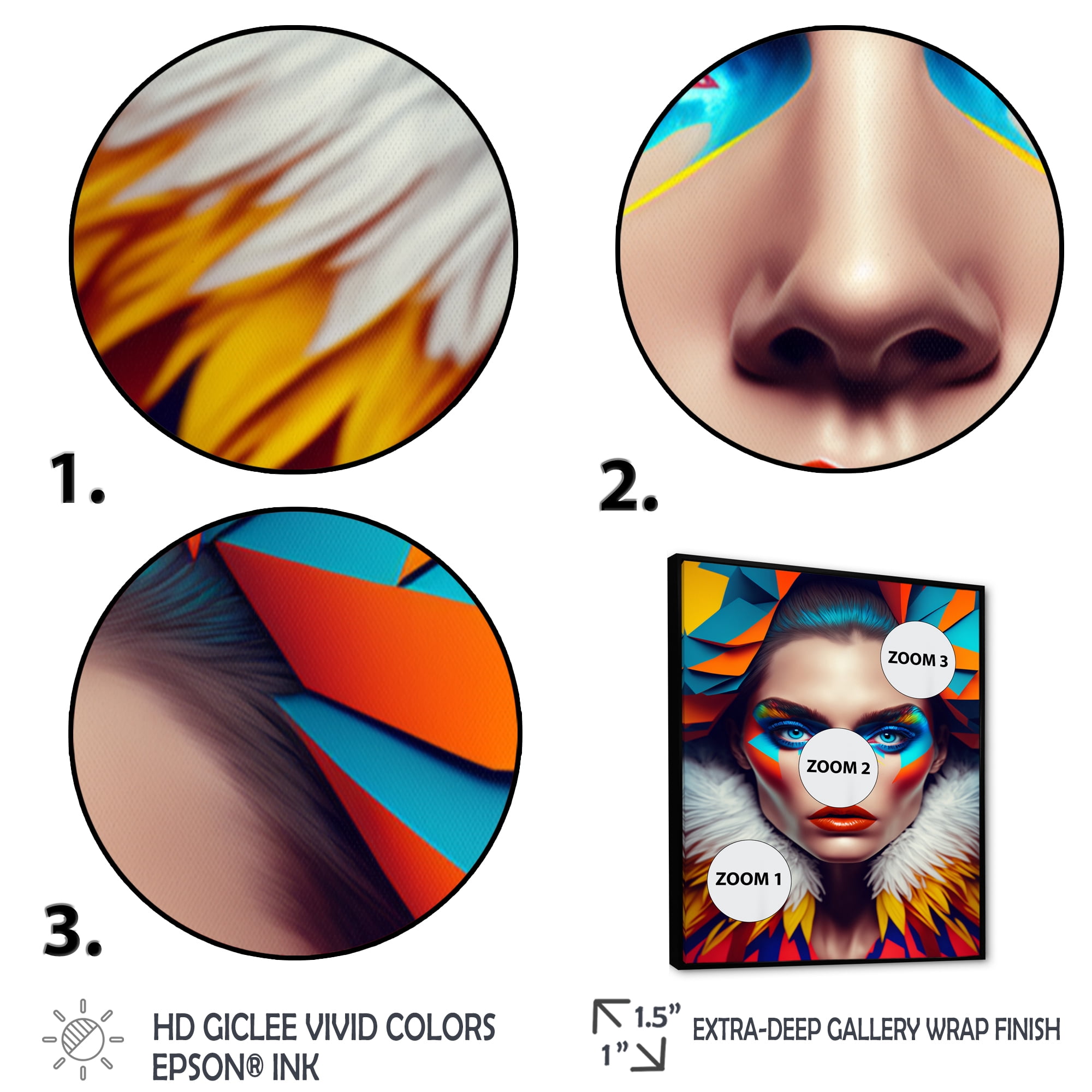 Designart Colorful Sensual Woman In Fur Coat I Floating Frame Wall Art