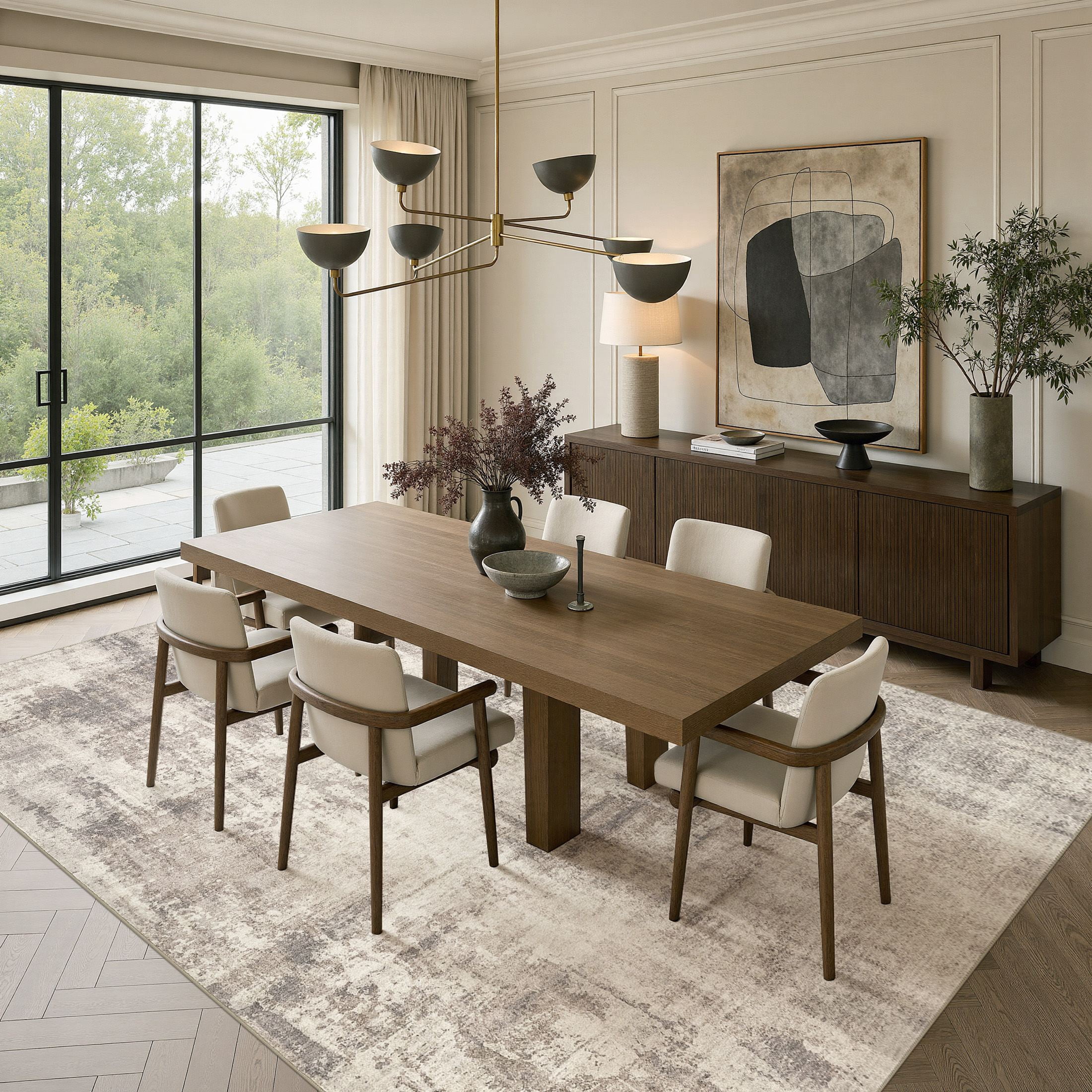 MICGEEK 9'x12' Abstract Area Rugs for Living Room, Stain Resistant Washable Rugs with Non-Slip Backing, Modern Carpet for Bedroom Dining Room Office Throw Rugs, Brown