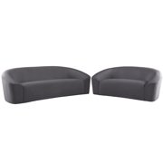 Grey Velvet Rounded Sofa Set 2Pcs RILEY Meridian Contemporary Modern