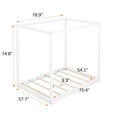 thumbnail image 2 of Queen Size Canopy Bed Frame,4-Post Canopy Platform Bed Frame with Headboard and Support Legs,Wood Full Bed Frame for Kids Teens Adults, No Box Spring Needed,Easy to Assemble,White, 2 of 8