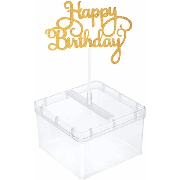 MEMOVAN Boîte à Argent pour Gâteau, Moule à Gâteau Tirant de l'Argent, Distributeur de Gâteaux d'Argent avec Topper de Cupcake Joyeux Anniversaire pour Fête de Remise des Diplômes