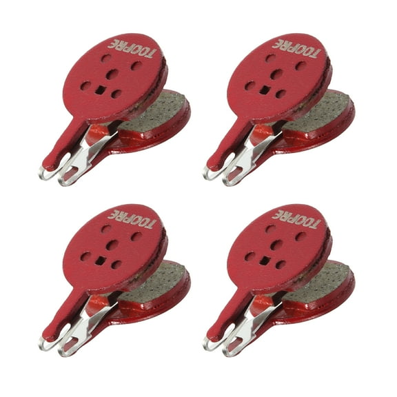 Unique Bargains 4 Pair Resin Disc Bike Brake Pads Replacement with Spring Leaf for Bicycle Red