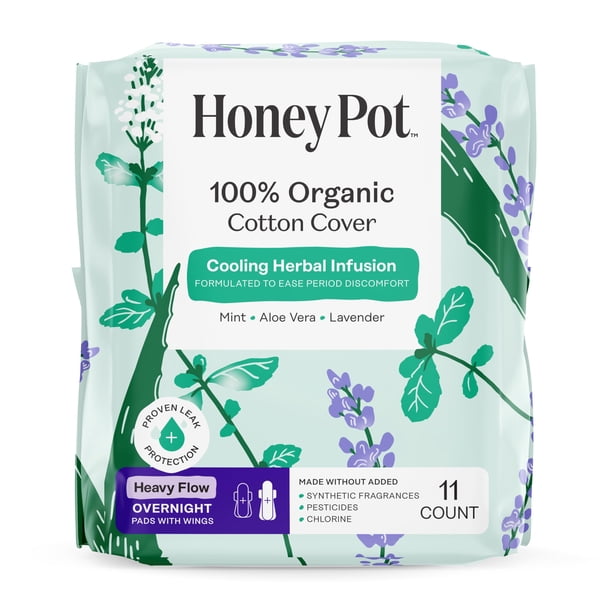 Toallas sanitarias The Honey Pot flujo abundante nocturnas 11 unidades