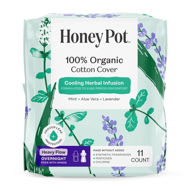 Toallas sanitarias The Honey Pot flujo abundante nocturnas 11 unidades