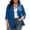 Blue, variant on Women's Plus Size Blazer Jacket Open Front Collar with Padded Shoulder 3/4 Sleeve Casual Work Office Coat with Pockets Lined