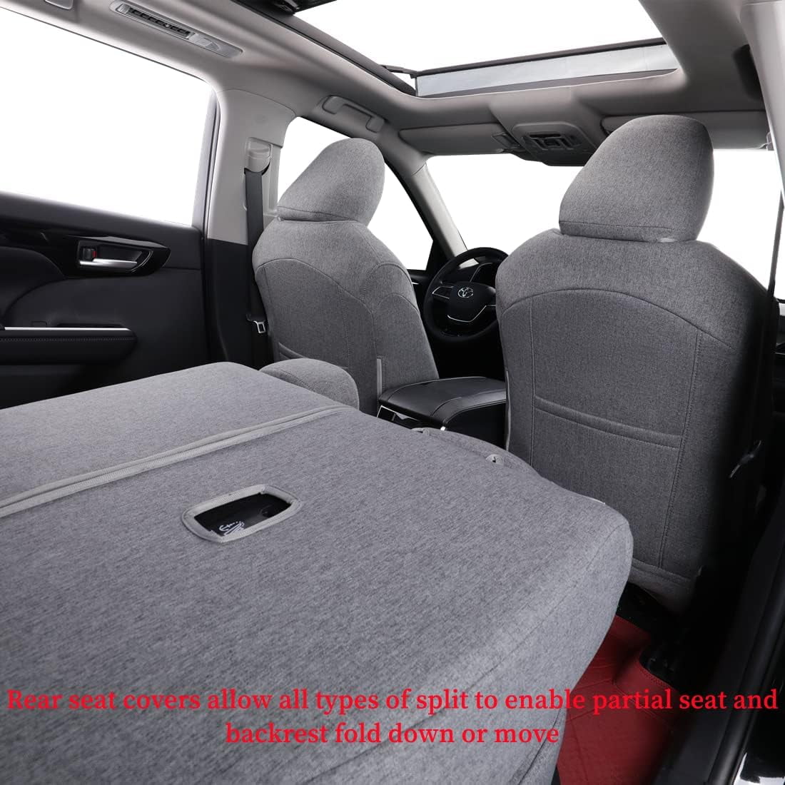 coverdream Highlander Seat Covers for 2020-2026 Toyota Highlander Suv Seat Cushion,2nd Row Captain Chair - Washable Polyester Auto Seat Covers(Full Set,Gray)